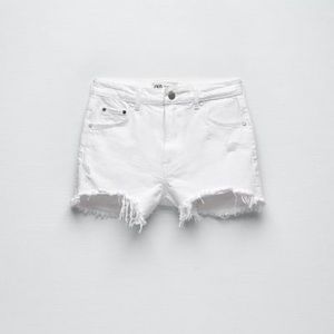 Zara white high waisted jean shorts